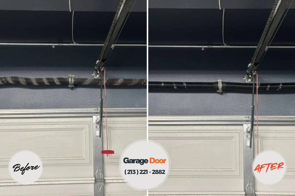 Before and after: garage door repair De Witt, NY